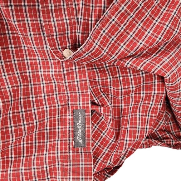 Eddie Bauer Men’s XL Red & Black Plaid Button-Down Long Sleeve Shirt - Picture 6 of 8